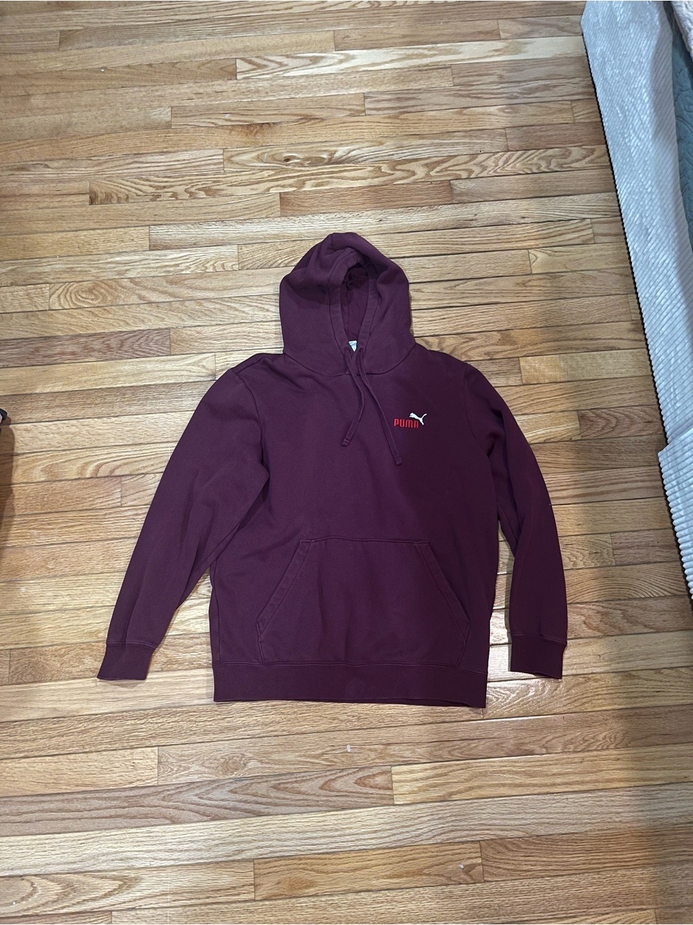 Puma Men's Burgundy Hooded Sweatshirt with Small Chest Logo